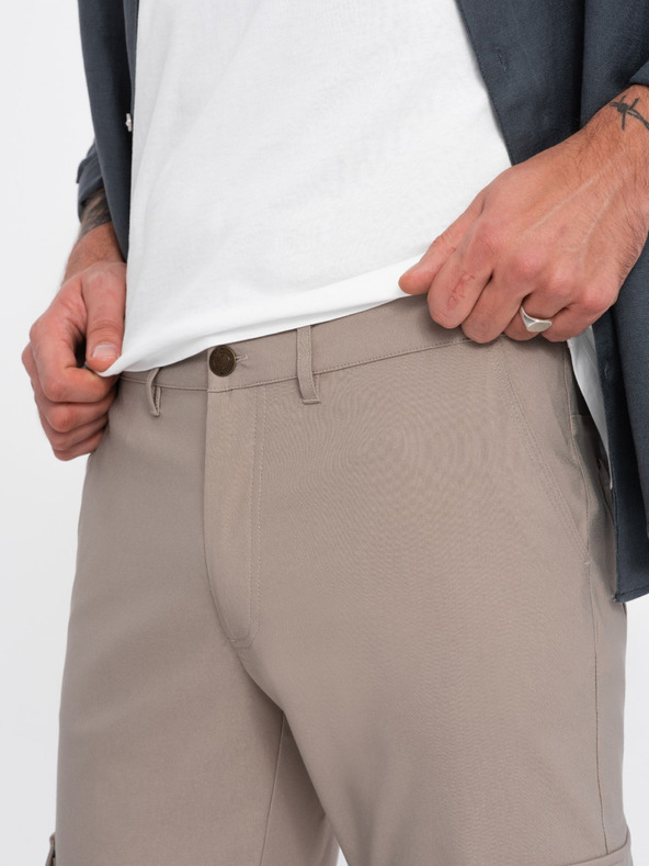 Ombre Clothing Μπεζ ανδρικό παντελόνι Cargo Ombre Ρούχα