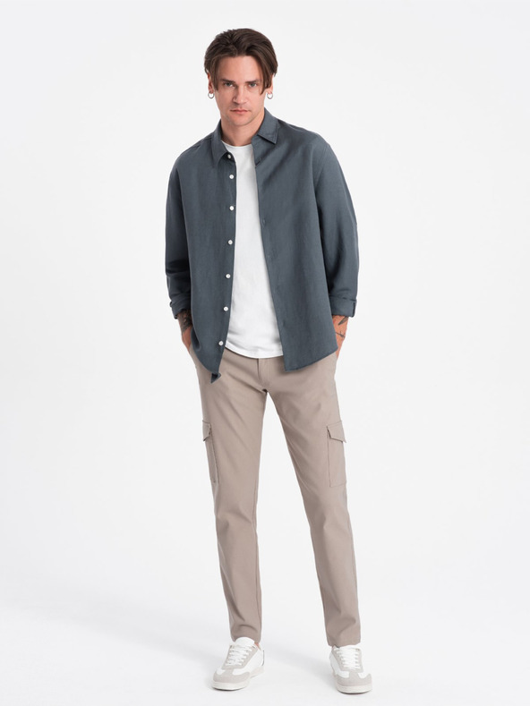 Ombre Clothing Μπεζ ανδρικό παντελόνι Cargo Ombre Ρούχα