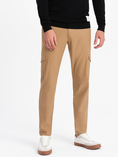 Ombre Clothing Ανοιχτό καφέ ανδρικό παντελόνι φορτίου Ombre Ρούχα