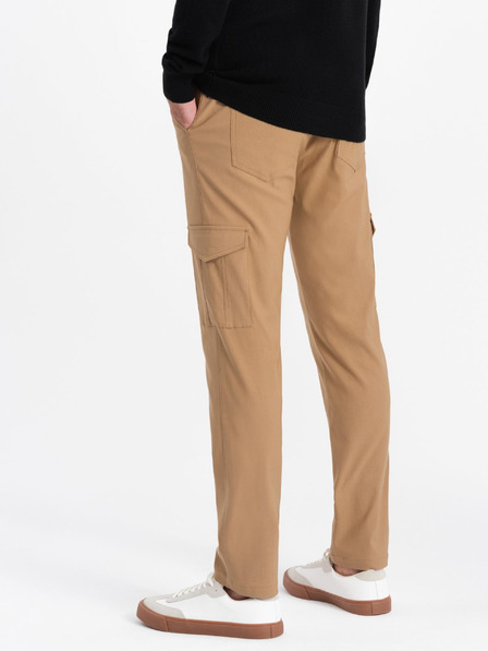 Ombre Clothing Ανοιχτό καφέ ανδρικό παντελόνι φορτίου Ombre Ρούχα