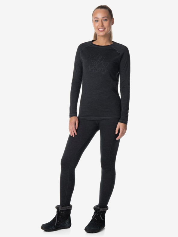 Kilpi Μαύρο γυναικείο θερμικό κολάν από μαλλί merino Kilpi MAVORA BOTTOM