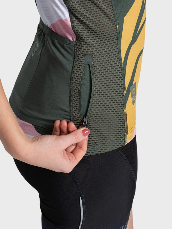 Kilpi Πράσινο και ροζ γυναικείο αθλητικό μπλουζάκι με φερμουάρ Kilpi RITAEL