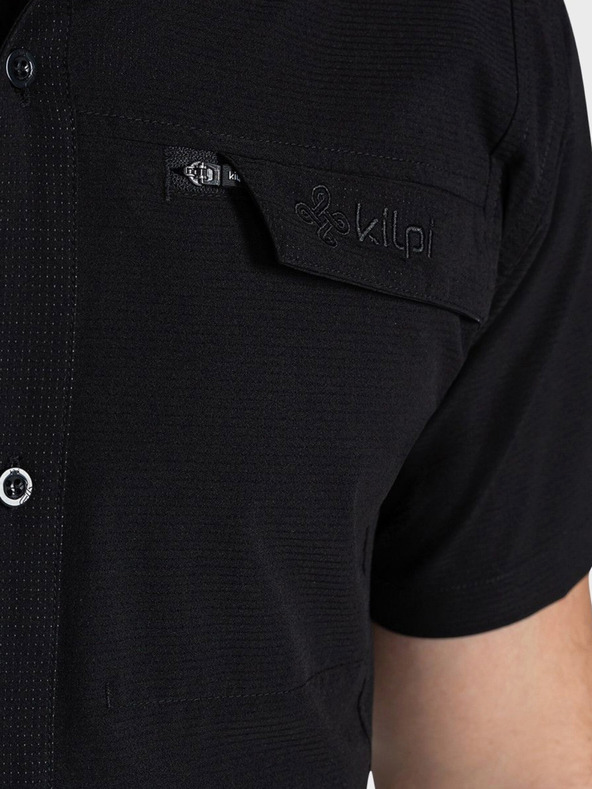 Kilpi Μαύρο ανδρικό αθλητικό πουκάμισο με κοντό μανίκι Kilpi BOMBAY