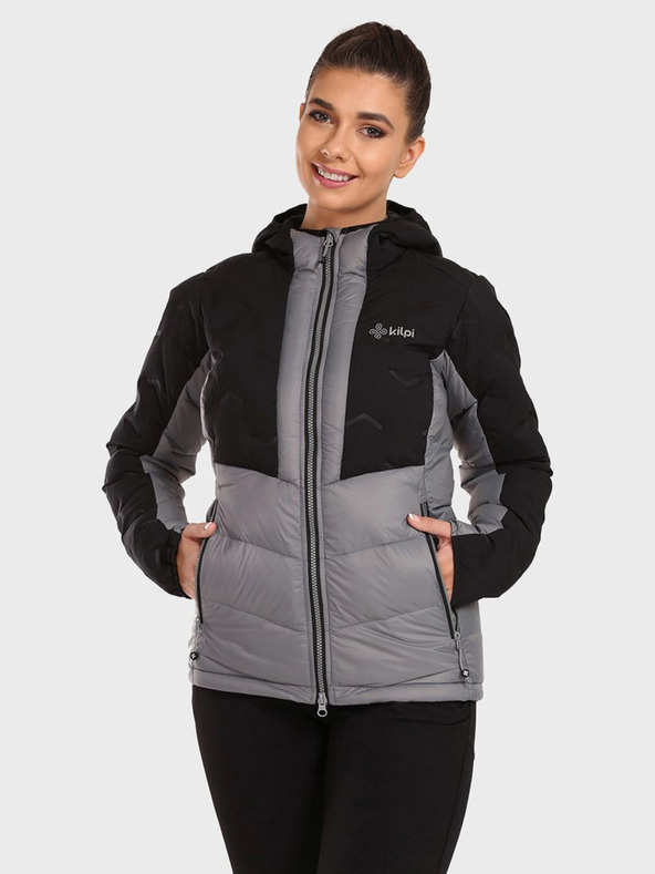 Kilpi Μαύρο και γκρι γυναικείο χειμερινό καπιτονέ μπουφάν Kilpi TEVERY