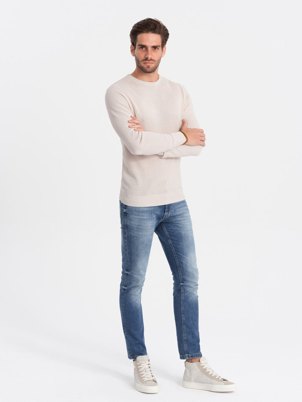 Ombre Clothing Μπεζ ανδρικό πουλόβερ Ombre Ρούχα