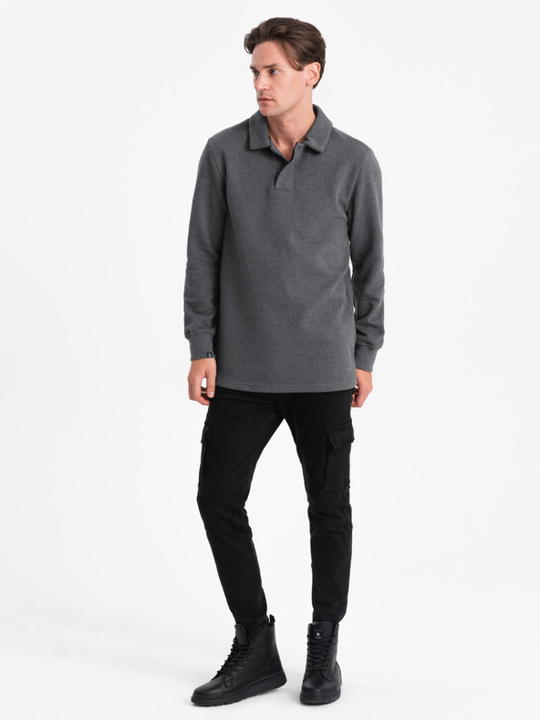 Ombre Clothing Γκρι ανδρικό φούτερ με βασικό γιακά Ombre Clothing