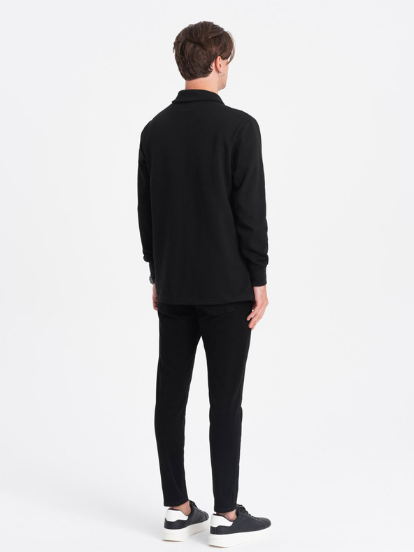 Ombre Clothing Μαύρο ανδρικό βασικό κολάρο φούτερ φούτερ Ombre Ρούχα