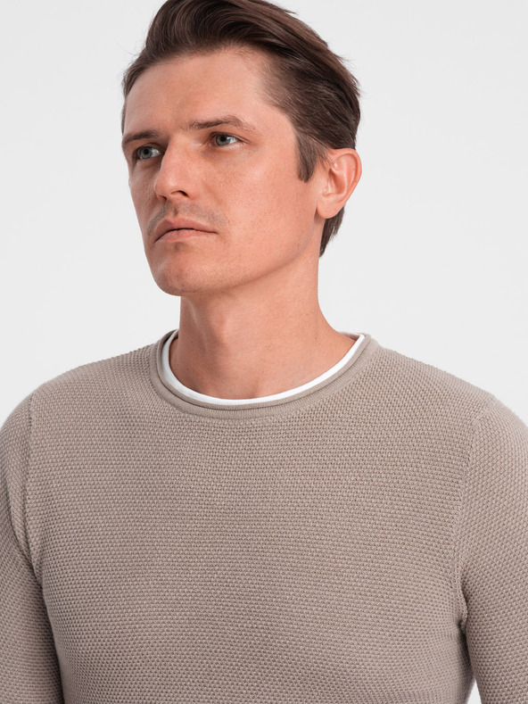 Ombre Clothing Μπεζ ανδρικό πουλόβερ Ombre Ρούχα