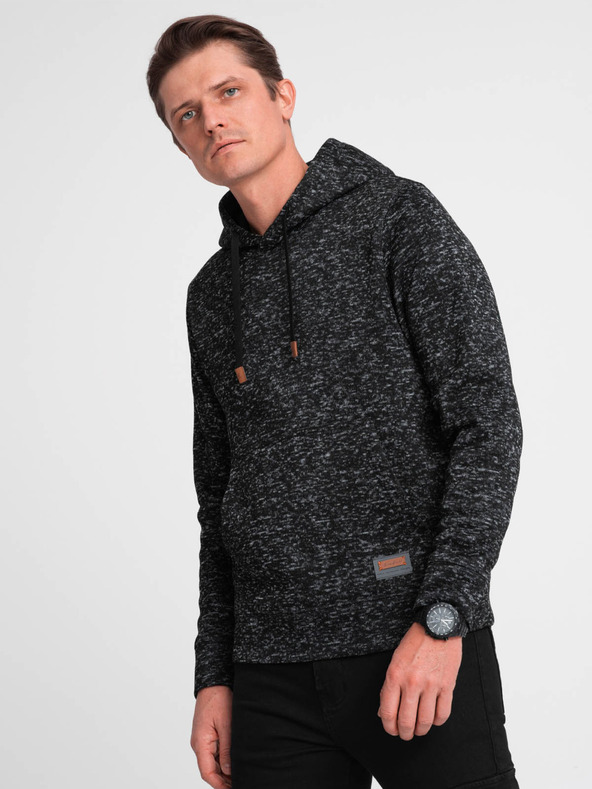 Ombre Clothing Σκούρο γκρι ανδρικό brindle φούτερ με κουκούλα Ombre Clothing