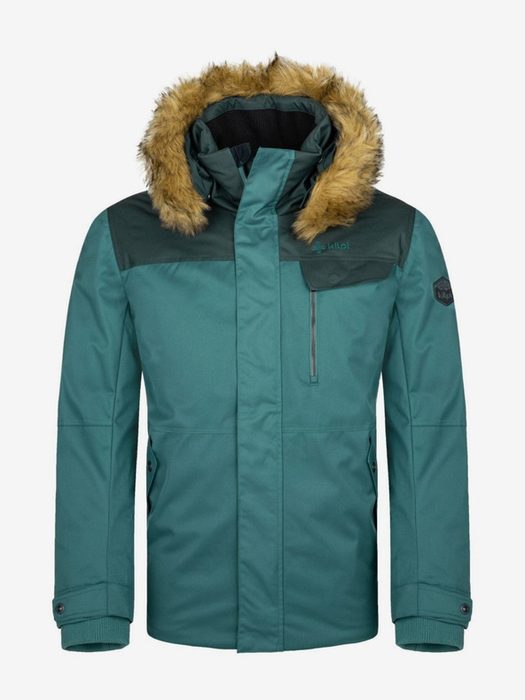 Kilpi Πετρόλ ανδρικό χειμερινό μπουφάν με faux γούνα Kilpi ALPHA