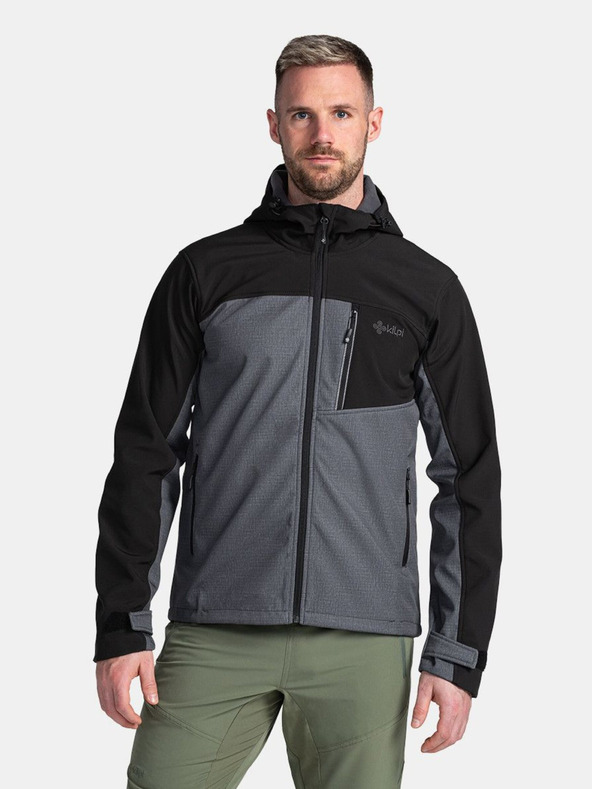 Kilpi Μαύρο και γκρι ανδρικό softshell μπουφάν Kilpi RAVIO-M