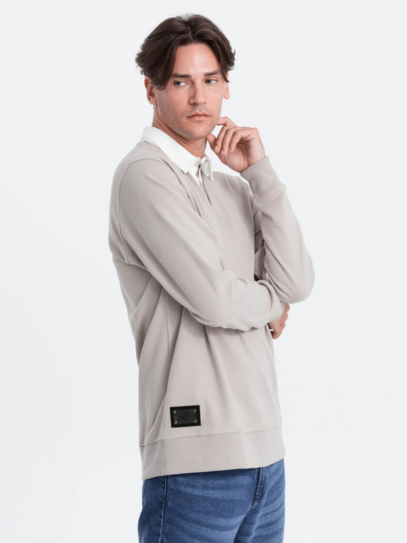 Ombre Clothing Ανοιχτό γκρι Ανδρικό κολάρο φούτερ φούτερ Ombre Ρούχα