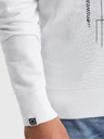 Ombre Clothing Λευκό ανδρικό τυπωμένο φούτερ με κουκούλα Ombre Clothing