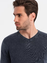 Ombre Clothing Σκούρο μπλε ανδρικό βασικό πουλόβερ με v-λαιμό Ombre Clothing