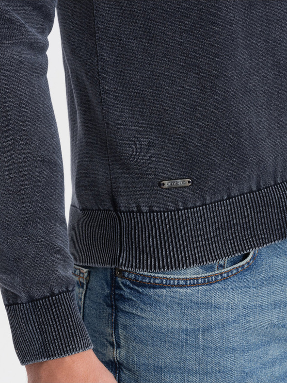 Ombre Clothing Σκούρο μπλε ανδρικό βασικό πουλόβερ με v-λαιμό Ombre Clothing