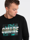 Ombre Clothing Μαύρο ανδρικό φούτερ με στάμπα Ombre Clothing