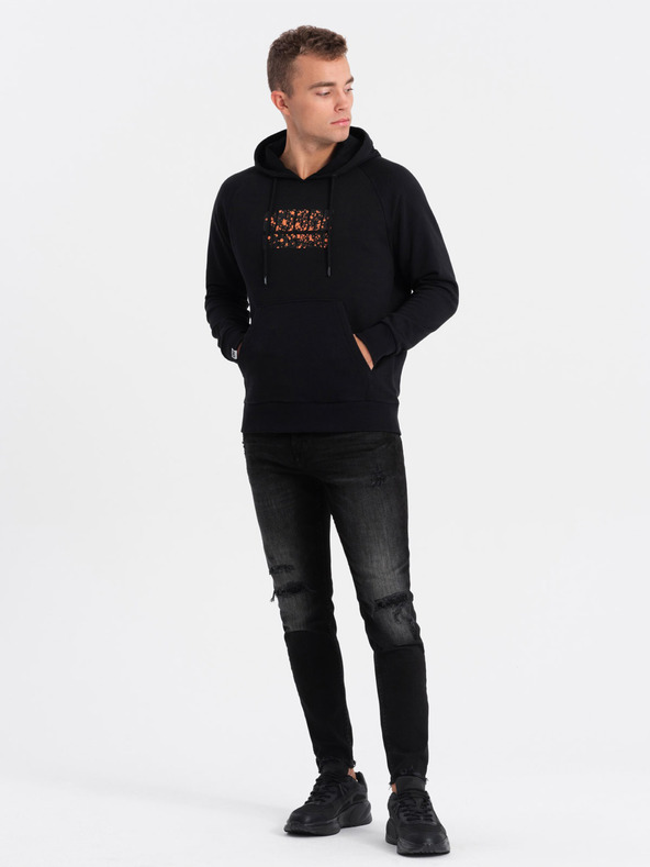 Ombre Clothing Μαύρο ανδρικό φούτερ με κουκούλα Ombre Clothing