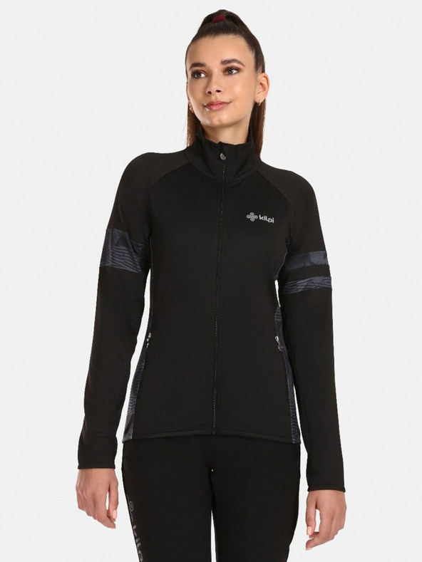 Kilpi Μαύρο γυναικείο αθλητικό φούτερ με κουκούλα KILPI JUNIE-W