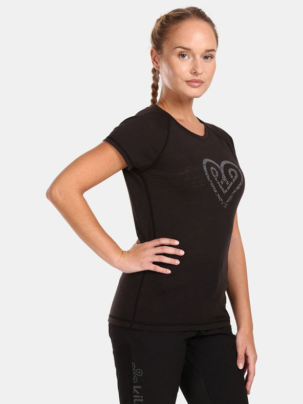 Kilpi Μαύρο γυναικείο T-shirt από μάλλινο μείγμα Kilpi ZARJA