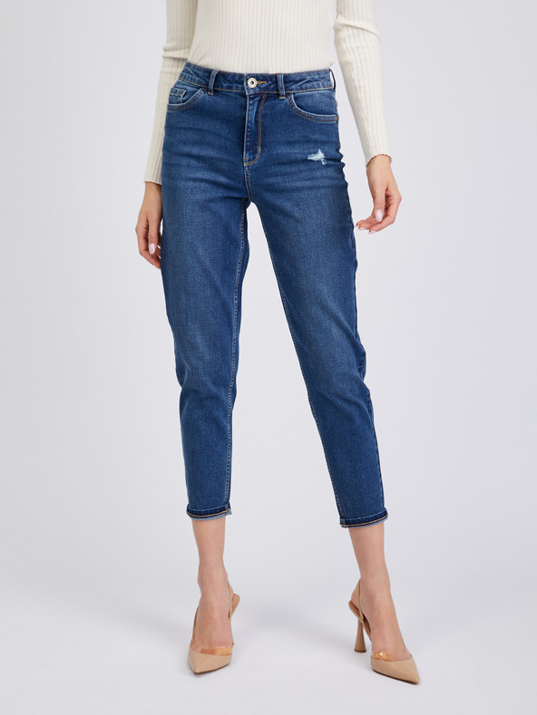 Orsay Σκούρο μπλε γυναικείο cropped mom fit τζιν ORSAY