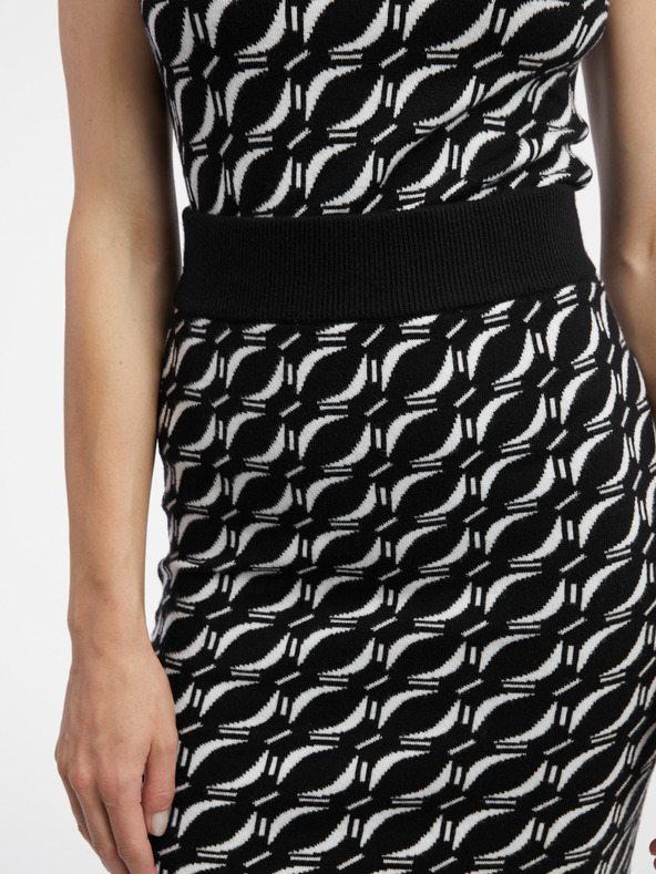 Orsay Λευκή και μαύρη γυναικεία φούστα με σχέδιο ORSAY