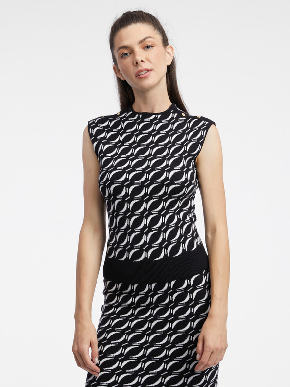 Orsay Λευκό και μαύρο γυναικείο πουλόβερ με σχέδια ORSAY