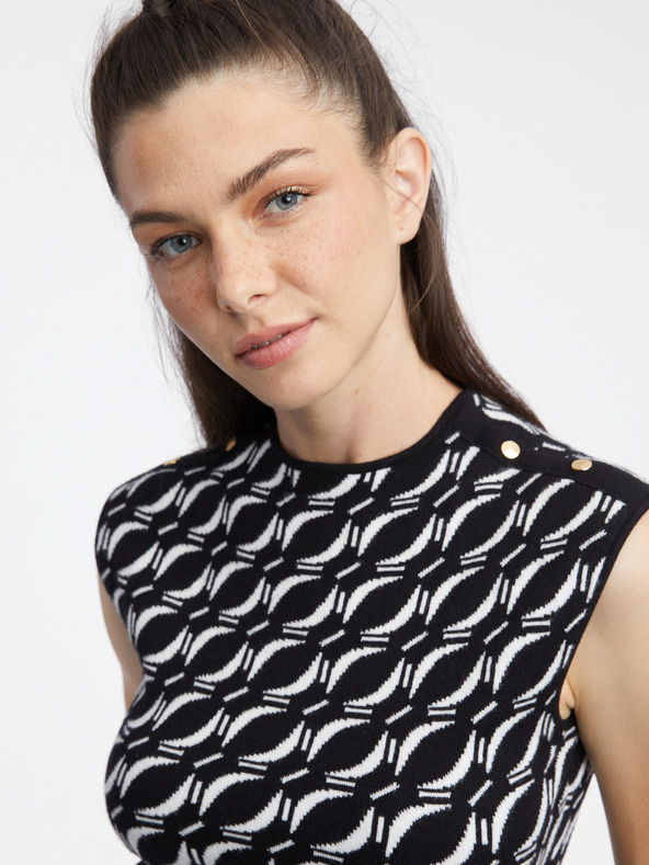 Orsay Λευκό και μαύρο γυναικείο πουλόβερ με σχέδια ORSAY