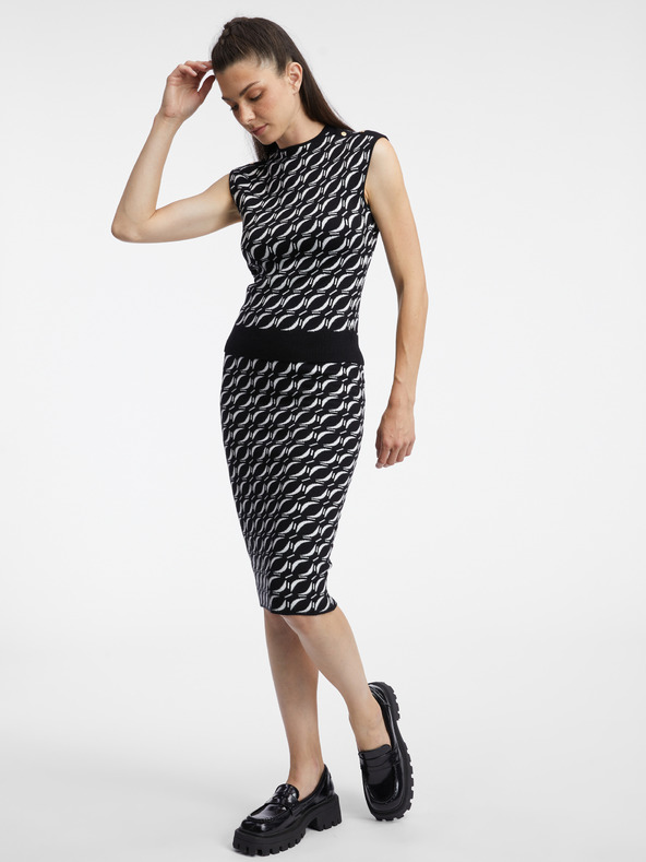 Orsay Λευκό και μαύρο γυναικείο πουλόβερ με σχέδια ORSAY