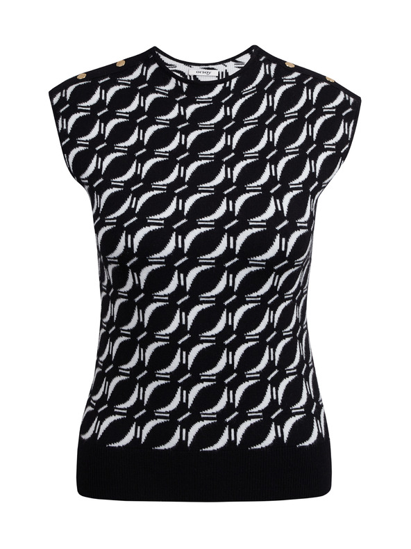 Orsay Λευκό και μαύρο γυναικείο πουλόβερ με σχέδια ORSAY