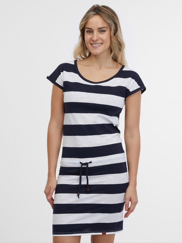 Sam 73 Λευκό και μπλε γυναικείο ριγέ φόρεμα SAM 73 Reyna