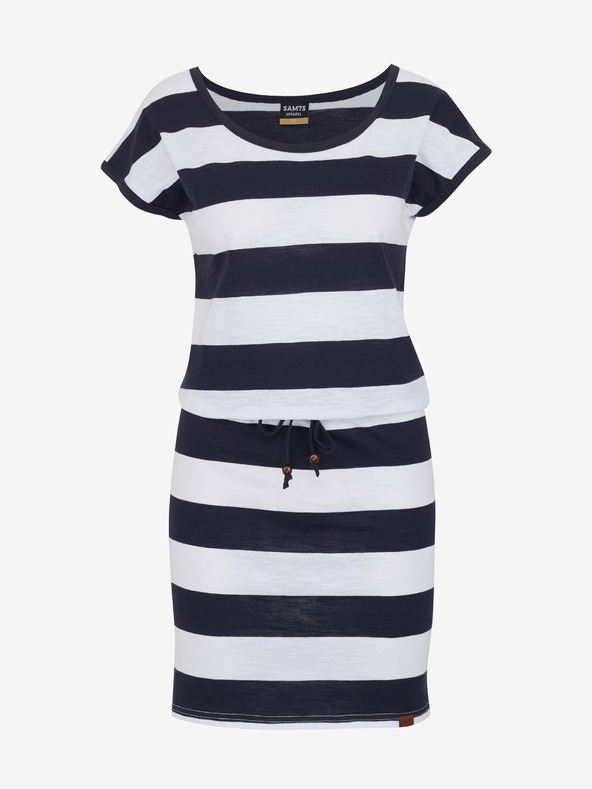 Sam 73 Λευκό και μπλε γυναικείο ριγέ φόρεμα SAM 73 Reyna