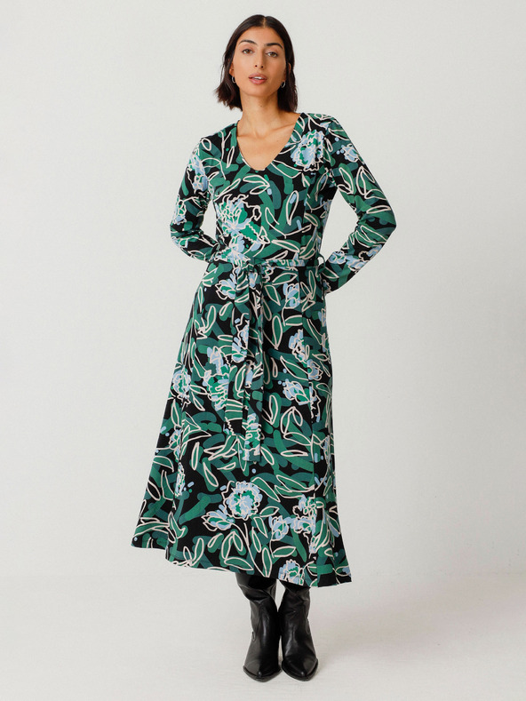 SKFK Πράσινο γυναικείο Floral φόρεμα SKFK Vestido Kaule