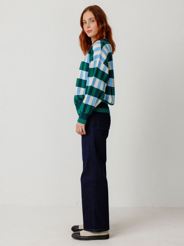 SKFK SKFK Suéter Larhun μπλε-πράσινη καρό γυναικεία ζακέτα