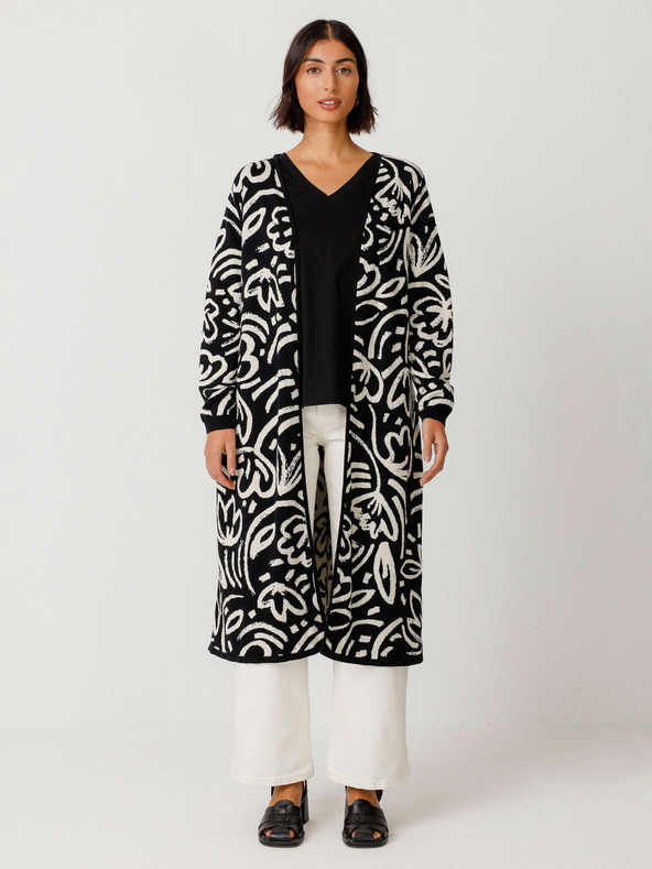 SKFK SKFK Suéter Kasandra Γυναικεία ζακέτα με λουλούδια σε κρεμ και μαύρο χρώμα