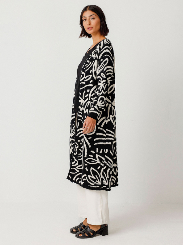 SKFK SKFK Suéter Kasandra Γυναικεία ζακέτα με λουλούδια σε κρεμ και μαύρο χρώμα