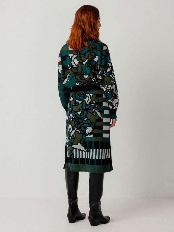 SKFK Πράσινο SKFK Γυναικείο Floral Φούστα Falda Alda