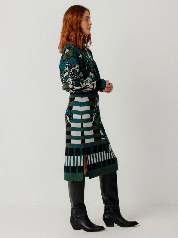 SKFK Πράσινο SKFK Γυναικείο Floral Φούστα Falda Alda