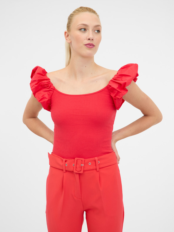 Orsay Κόκκινο γυναικείο κοντομάνικο πουκάμισο ORSAY