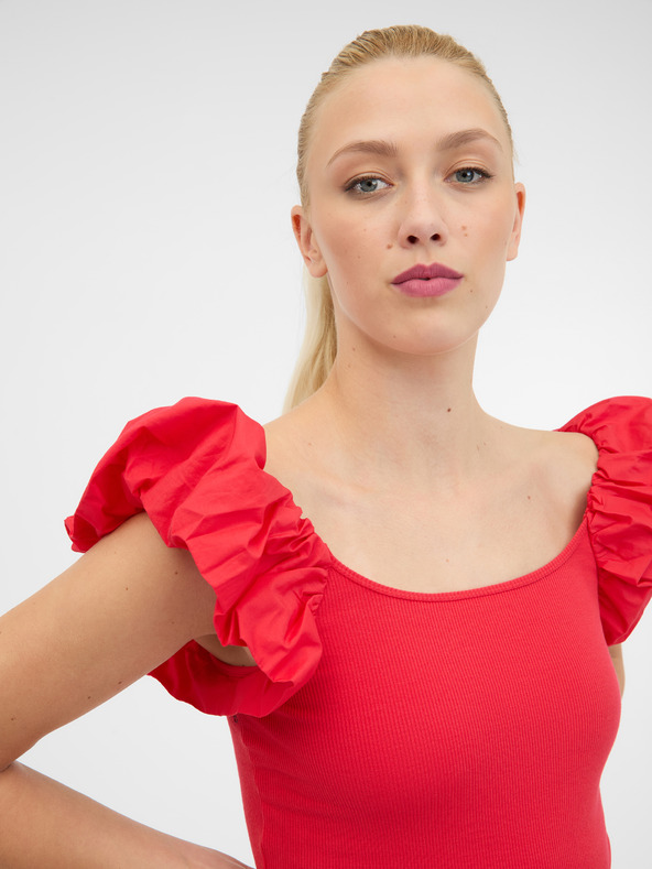 Orsay Κόκκινο γυναικείο κοντομάνικο πουκάμισο ORSAY