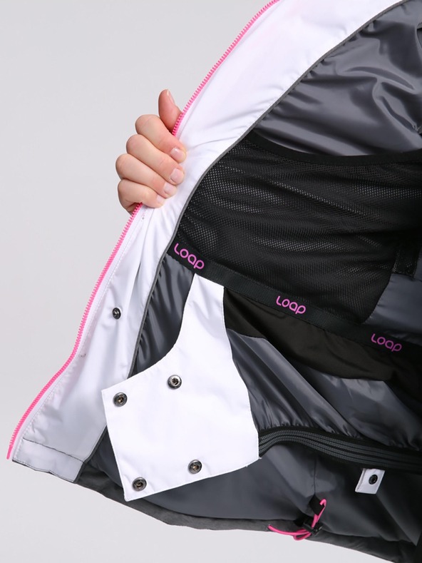 Loap Γκρι και ροζ γυναικείο μπουφάν σκι LOAP ORINNA