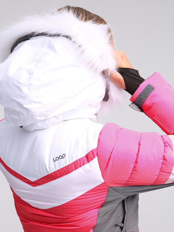 Loap Γκρι και ροζ γυναικείο μπουφάν σκι LOAP ORINNA