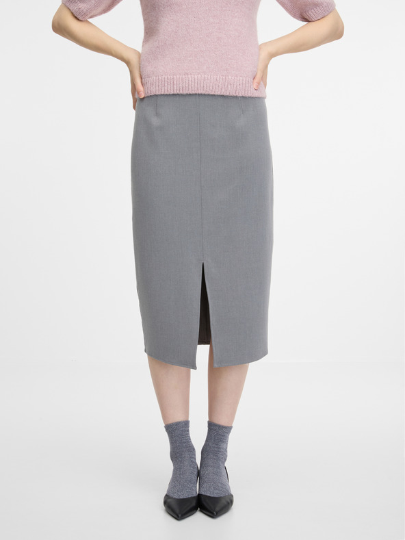 Orsay ORSAY Γκρίζα γυναικεία αμάνικη φούστα μίντι