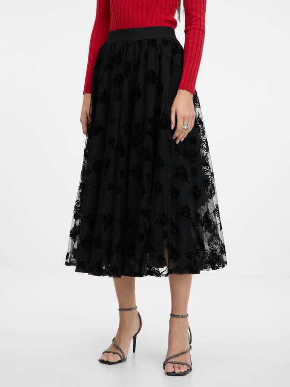 Orsay Μαύρη γυναικεία μίντι φούστα ORSAY