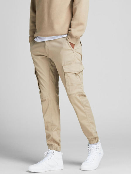 Jack & Jones Μπεζ ανδρικό παντελόνι Jack & Jones Paul τσέπης
