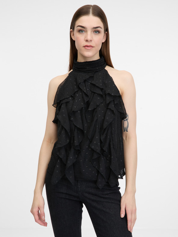 Orsay Μαύρη γυναικεία αμάνικη μπλούζα ORSAY