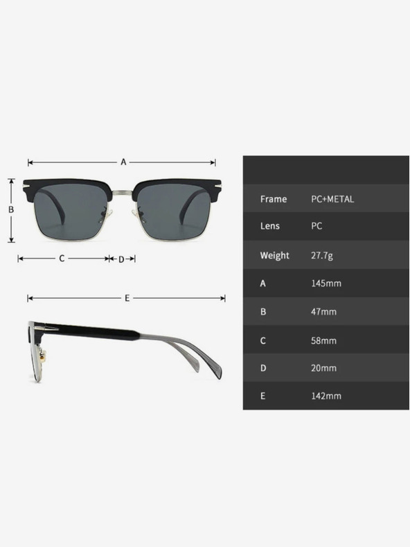 VEYREY Μαύρα πολωτικά γυαλιά ηλίου VeyRey Beckham Stitch