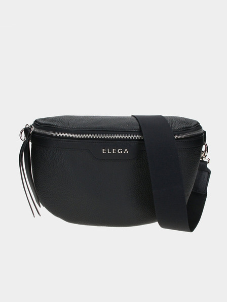 Elega Μαύρη γυναικεία δερμάτινη τσάντα σταυρό ELEGA Festy