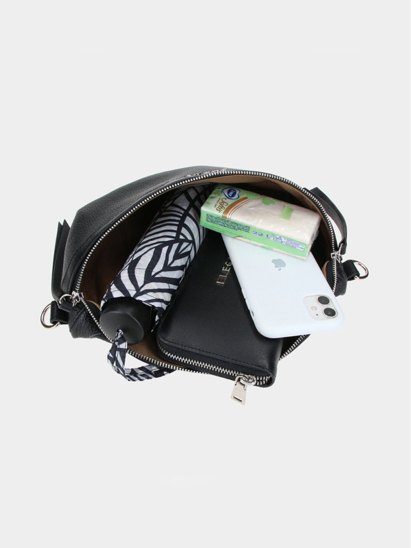 Elega Μαύρη γυναικεία δερμάτινη τσάντα σταυρό ELEGA Festy