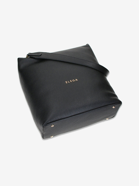 Elega Μαύρη γυναικεία τσάντα Elega Fluffy Leather Handbag