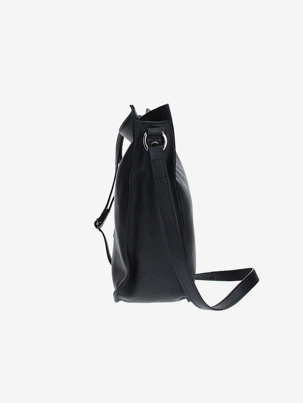 Elega Μαύρη γυναικεία δερμάτινη τσάντα crossbody ELEGA Hobie